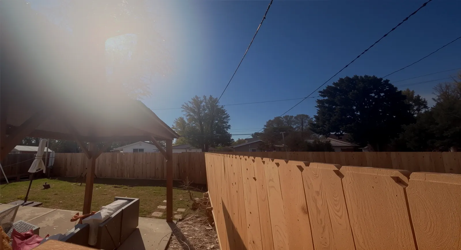 New cedar fence and backyard gazebo in Houston, TX