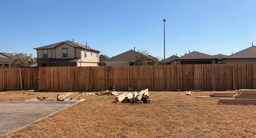 Backyard fence construction project